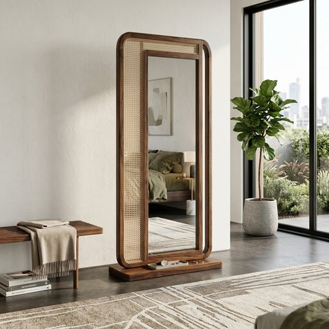 Sheesham wood full length mirror for modern living room