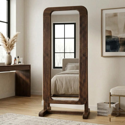 Sheesham wood vertical mirror for bedroom and entryway