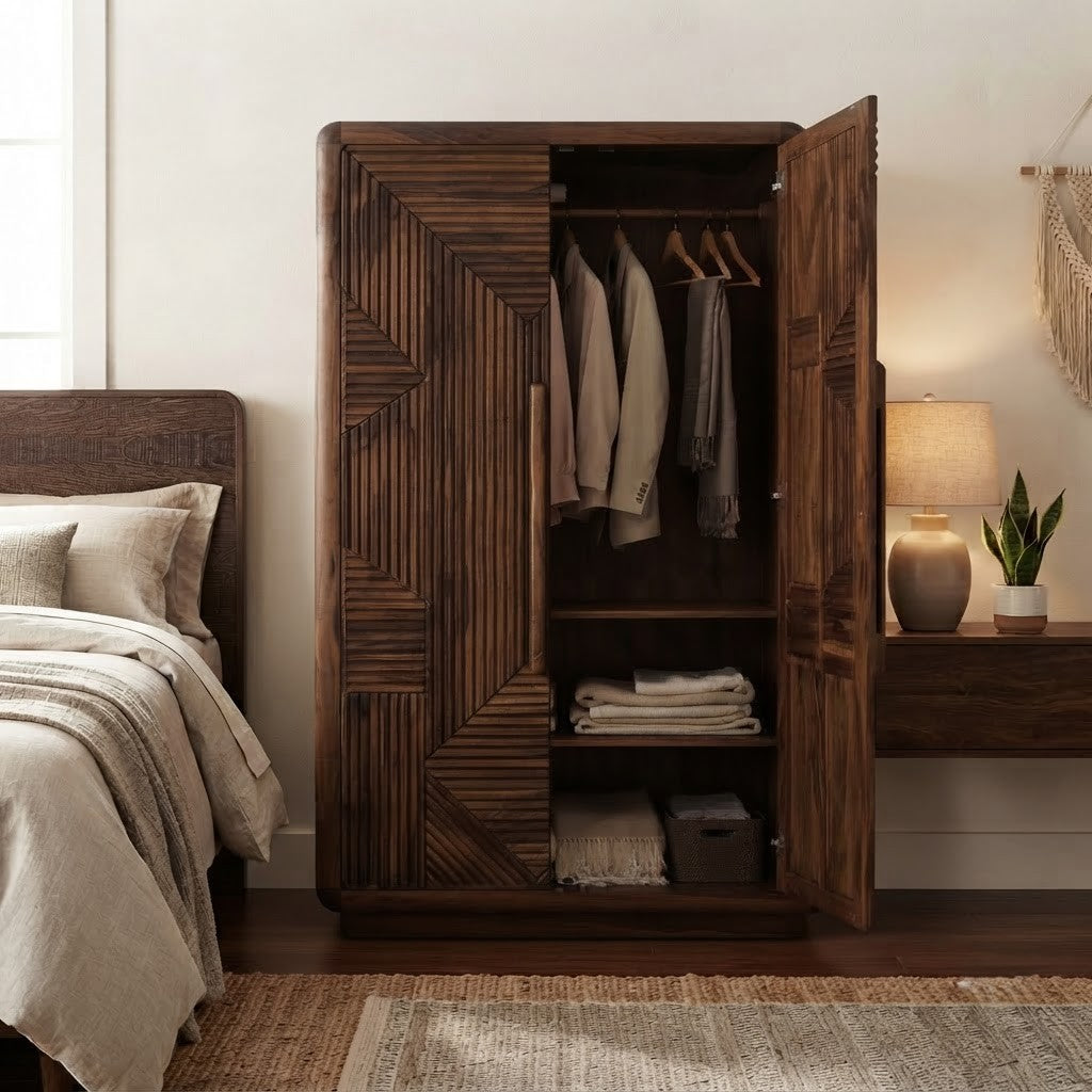 Sheesham wood wooden wardrobe with Dark Walnut finish