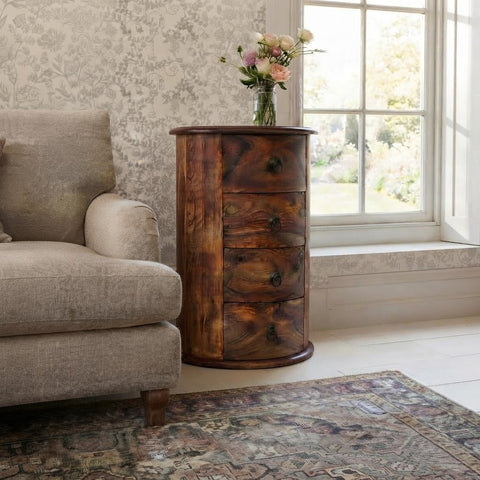 PRITI Wooden Side Table with Storage Drawers | Solid Sheesha