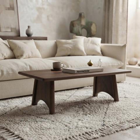 Solid Mango Wood Centre Table with Arched Legs