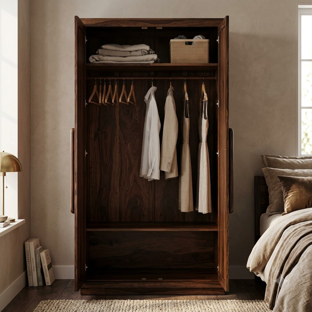 Solid Sheesham Wood Cupboard for Clothes and Essentials