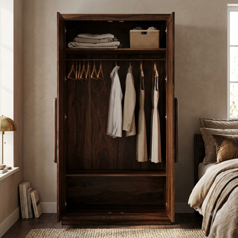 Solid Sheesham Wood Cupboard for Clothes and Essentials