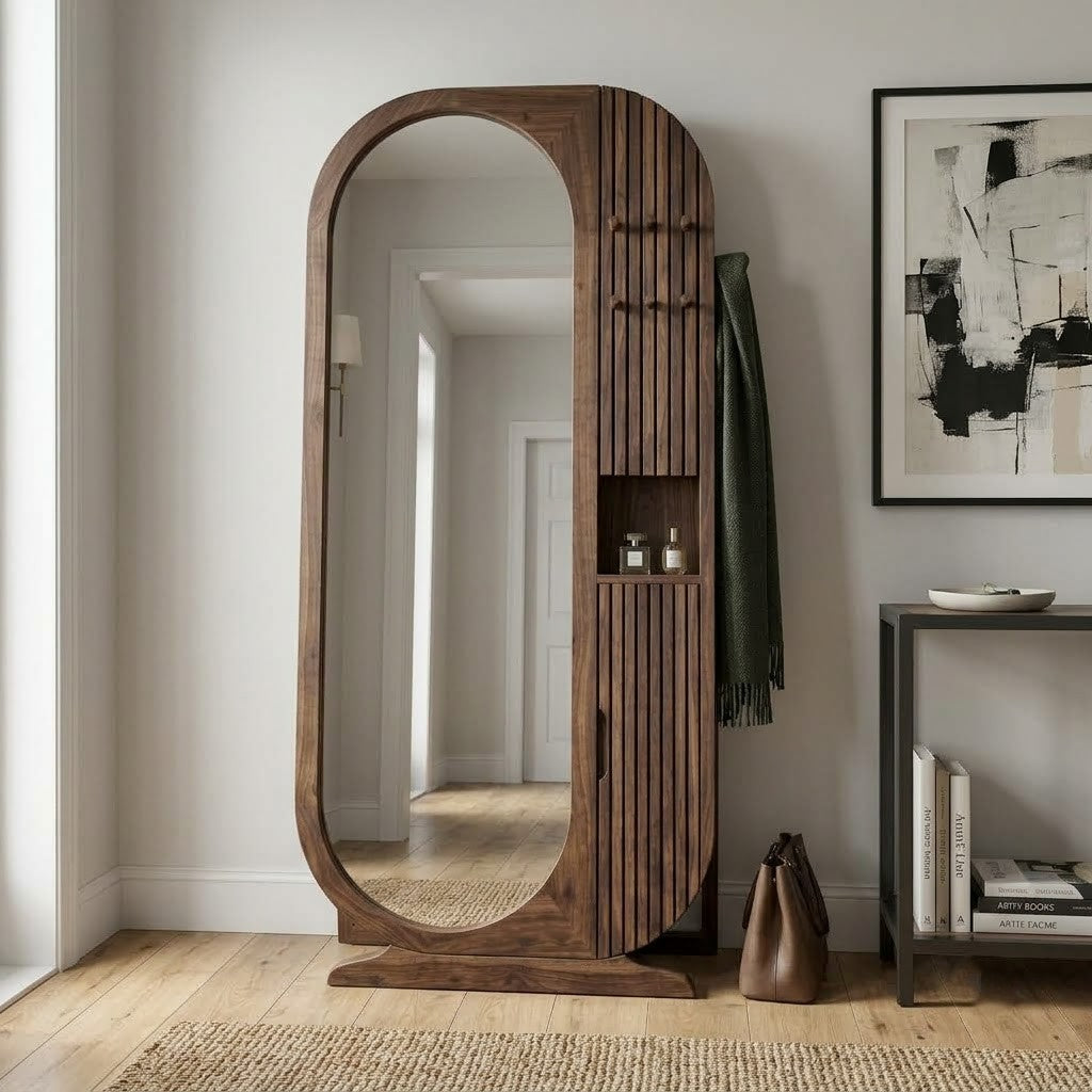 Solid Sheesham Wood Full Body Mirror for Modern Home