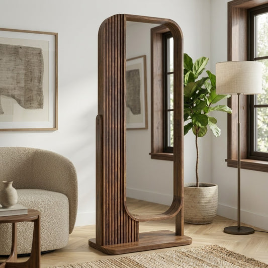 Solid Sheesham wood dressing mirror with Dark Walnut finish