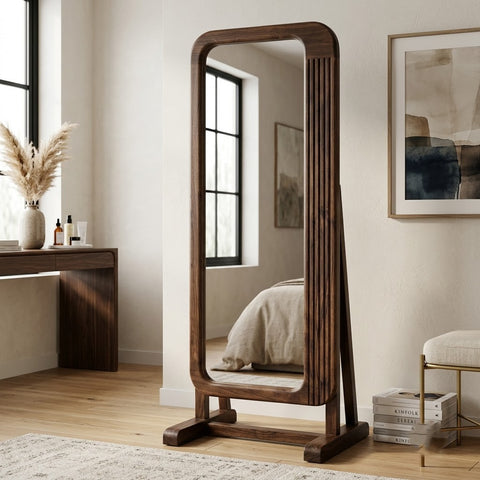 Solid Sheesham wood full body mirror for modern home