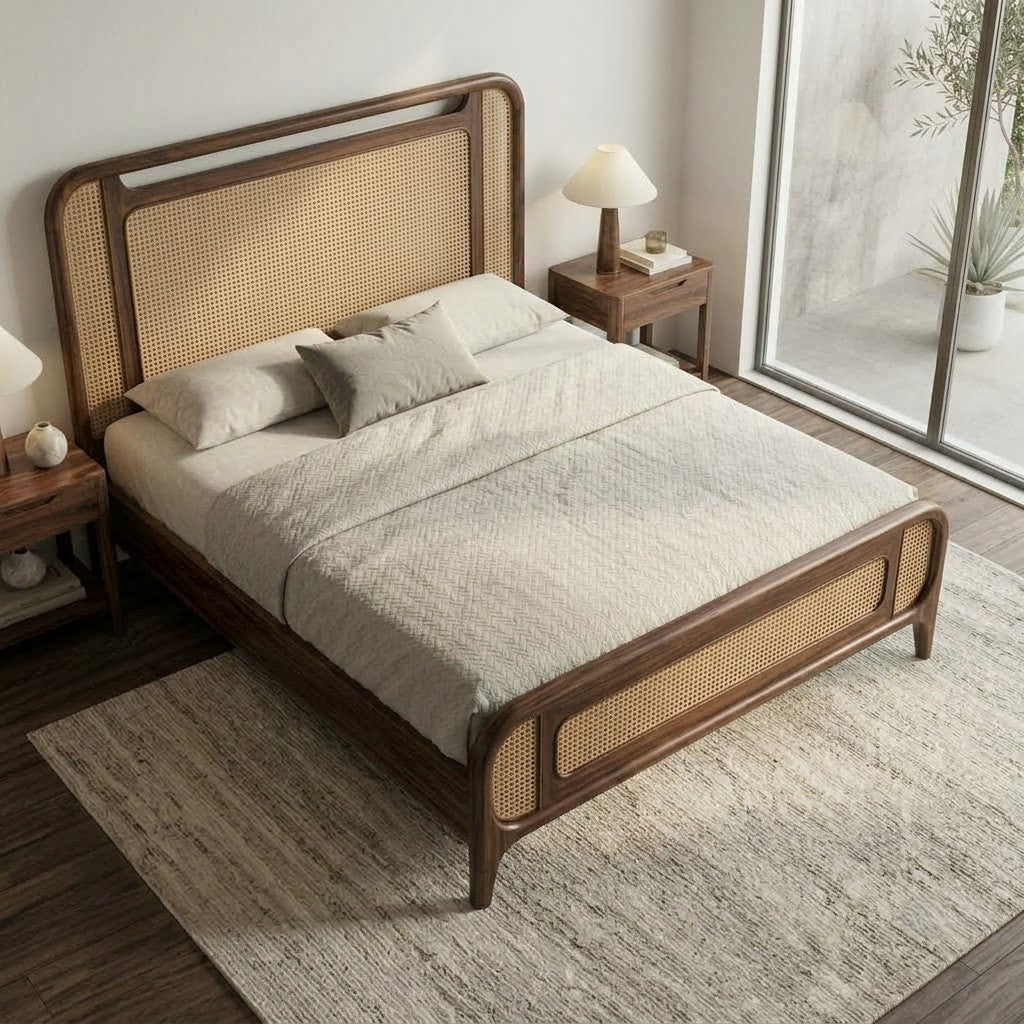 Solid Sheesham wood king bed without storage