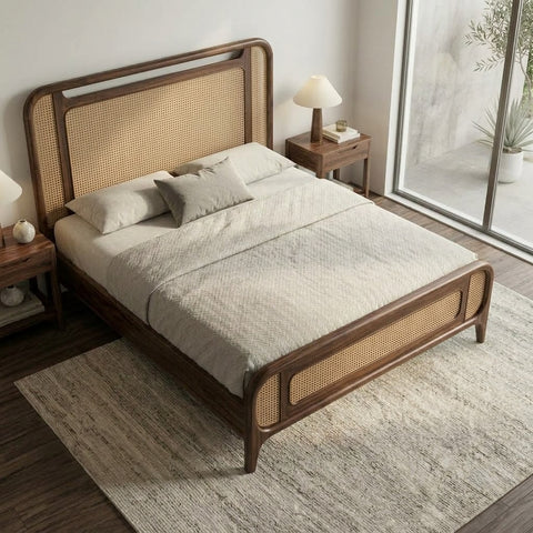 Solid Sheesham wood king bed without storage