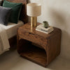 Solid Sheesham wood nightstand with drawer and cane front