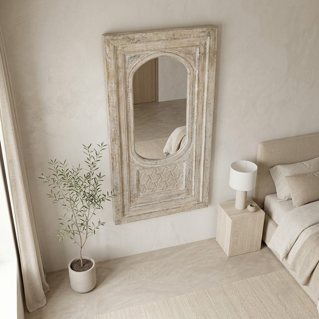 Solid mango wood decorative mirror for living room and bedroom
