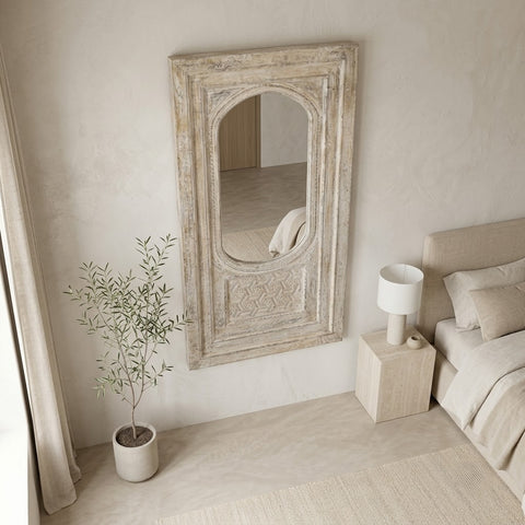 Solid mango wood decorative mirror for living room and bedroom