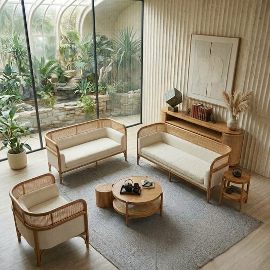 Solid wood living room sofa set with Mango finish