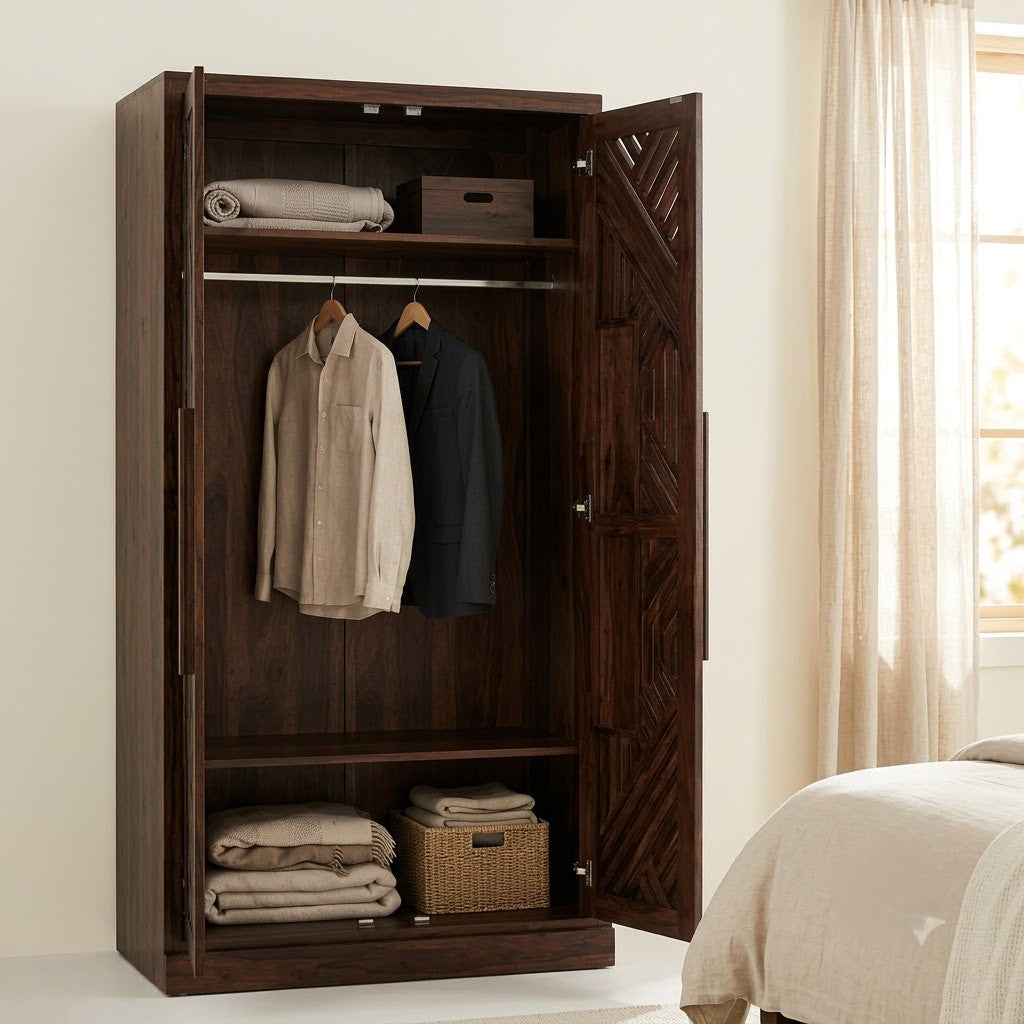 Space-Saving 6 Feet Wooden Wardrobe in Sheesham | PRITI