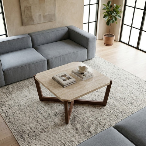 Square travertine coffee table 