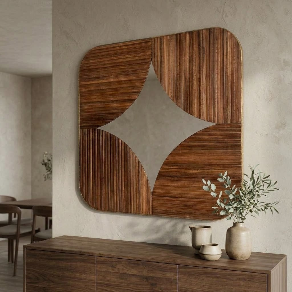 Square wall mirror for living room and contemporary interiors
