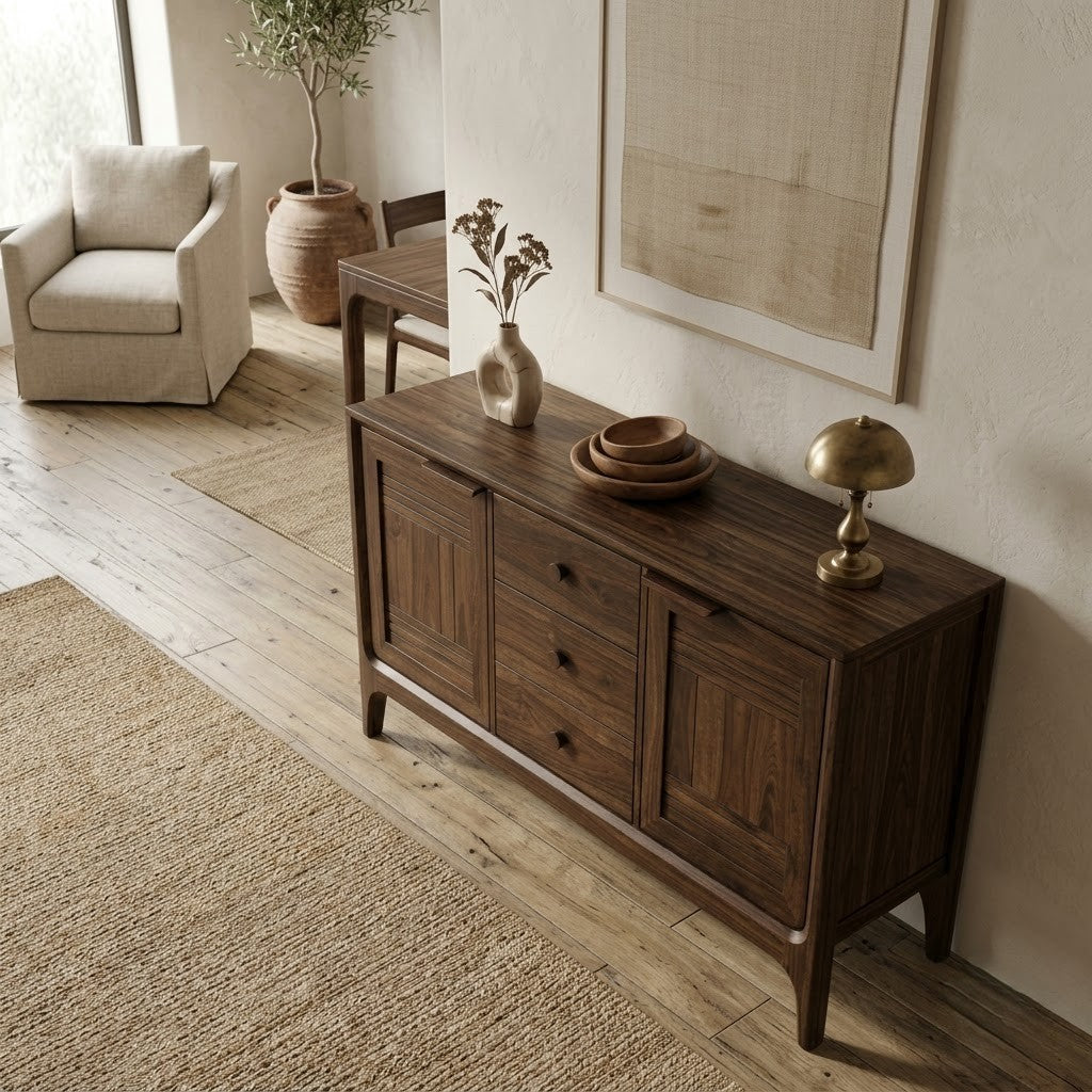 Traditional Dark Walnut Sheesham wood sideboard for dining room
