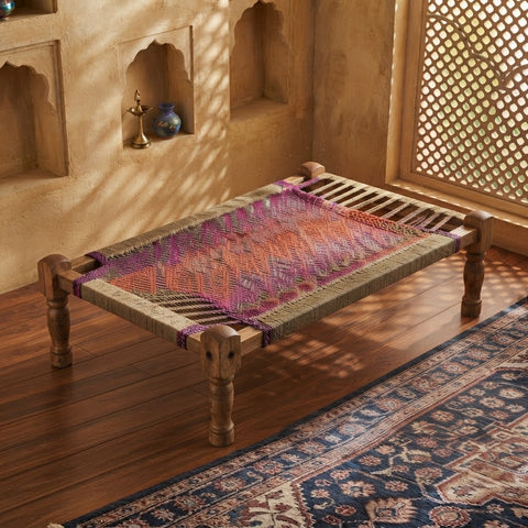 Traditional Jute Rope Charpai Bench