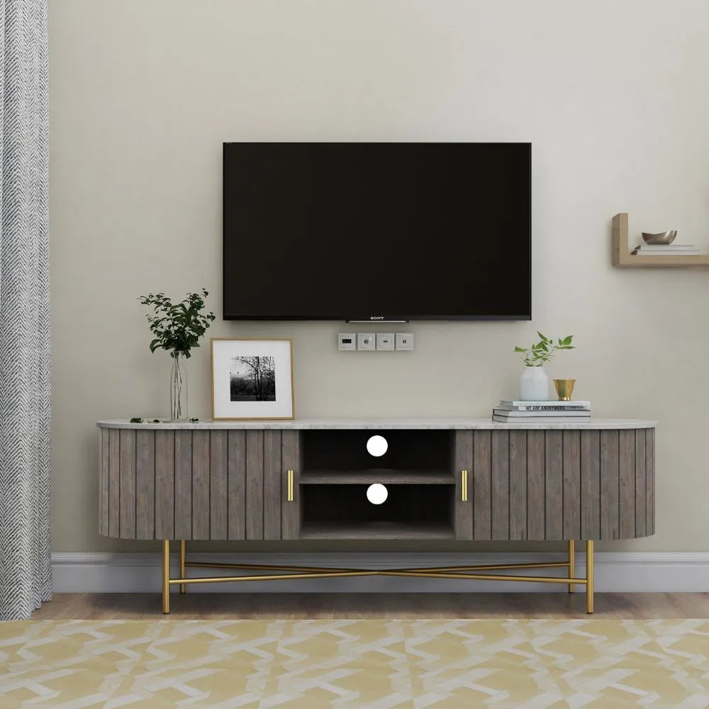 Ishu Piano Wide Grey TV Cabinet