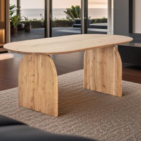 Priti Oval Acacia Wood Dining Table Bedum Style (200x105 cm)
