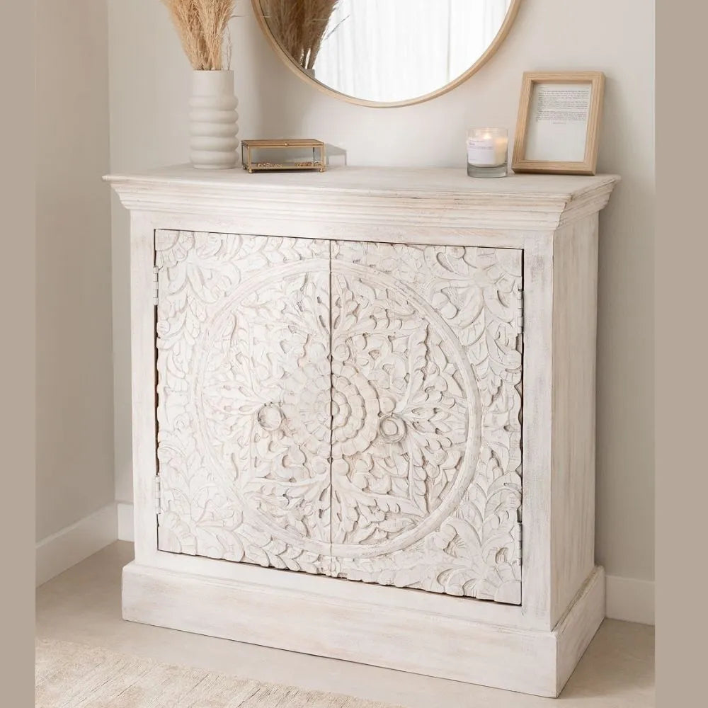 Henna Solid Wood White 2 Door Sideboard