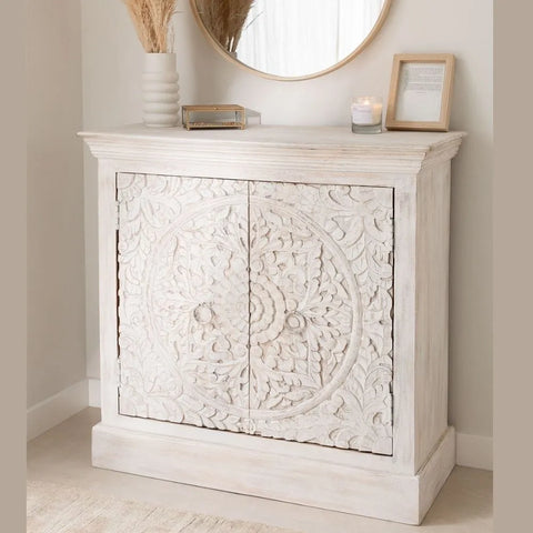 Henna Solid Wood White 2 Door Sideboard