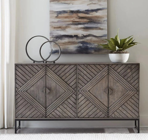 Treybrook Distressed Gray 4 Door Sideboard