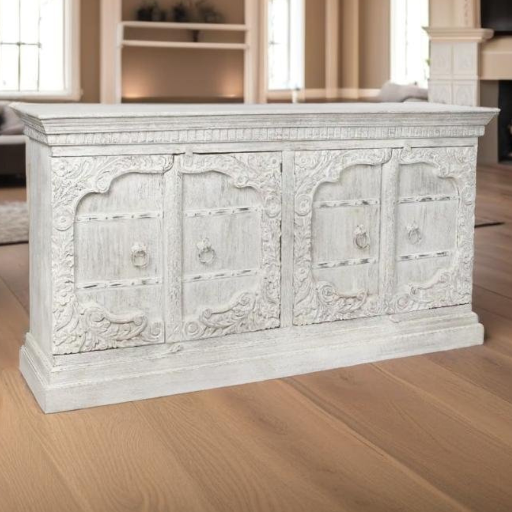 Precision Carved White Sideboard