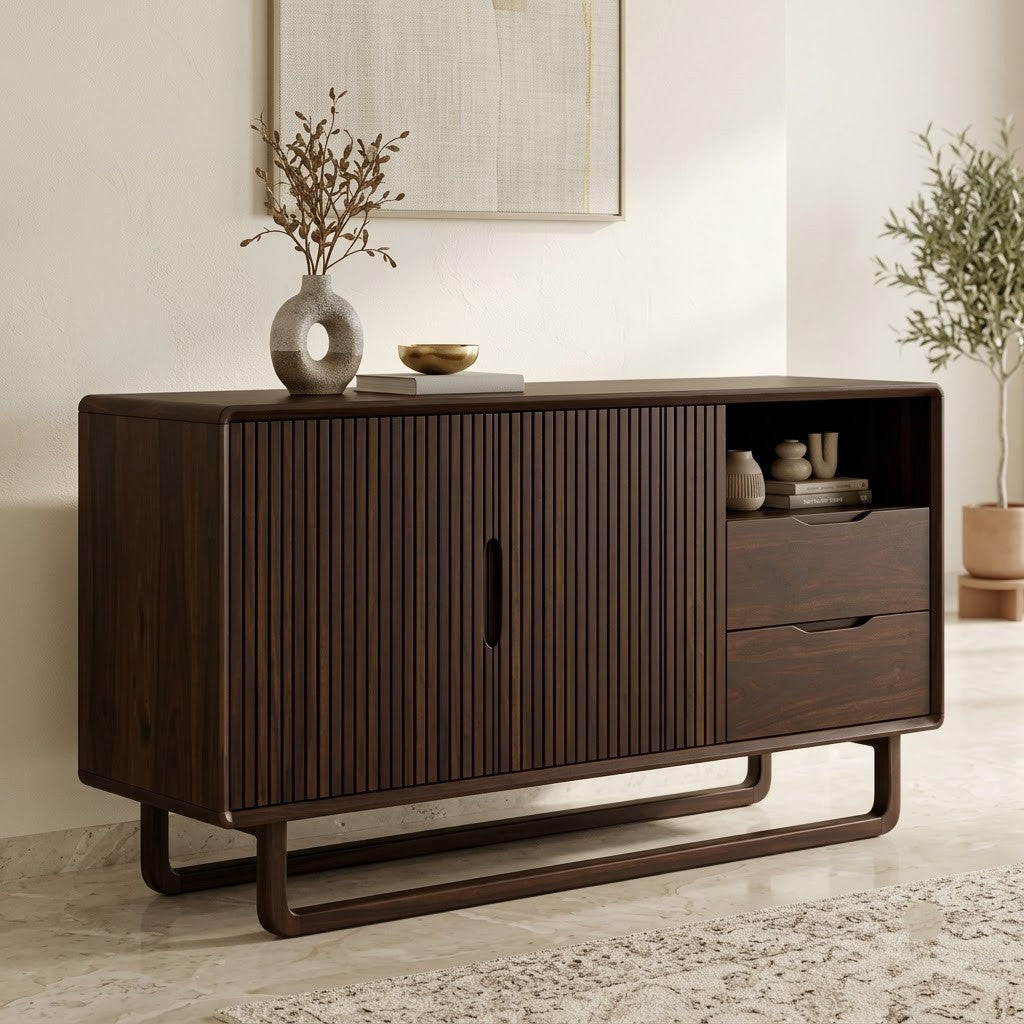 Walnut Sheesham wood storage sideboard for living room by PRITI