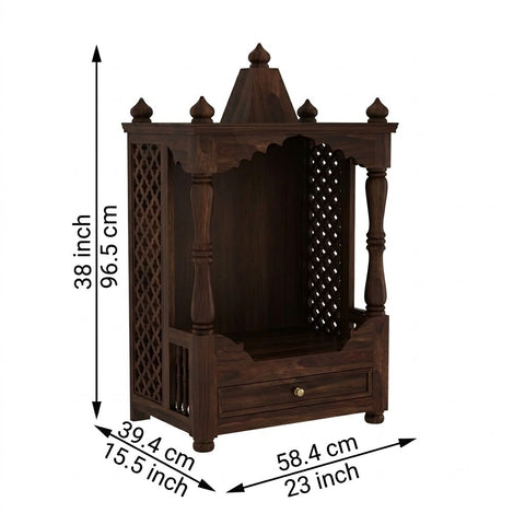 Walnut finish Sheesham wood home temple