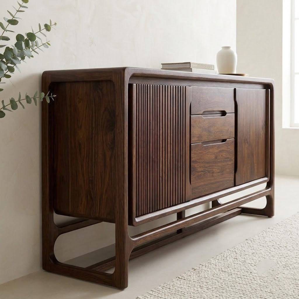 Walnut finish Sheesham wood storage cabinet by PRITI