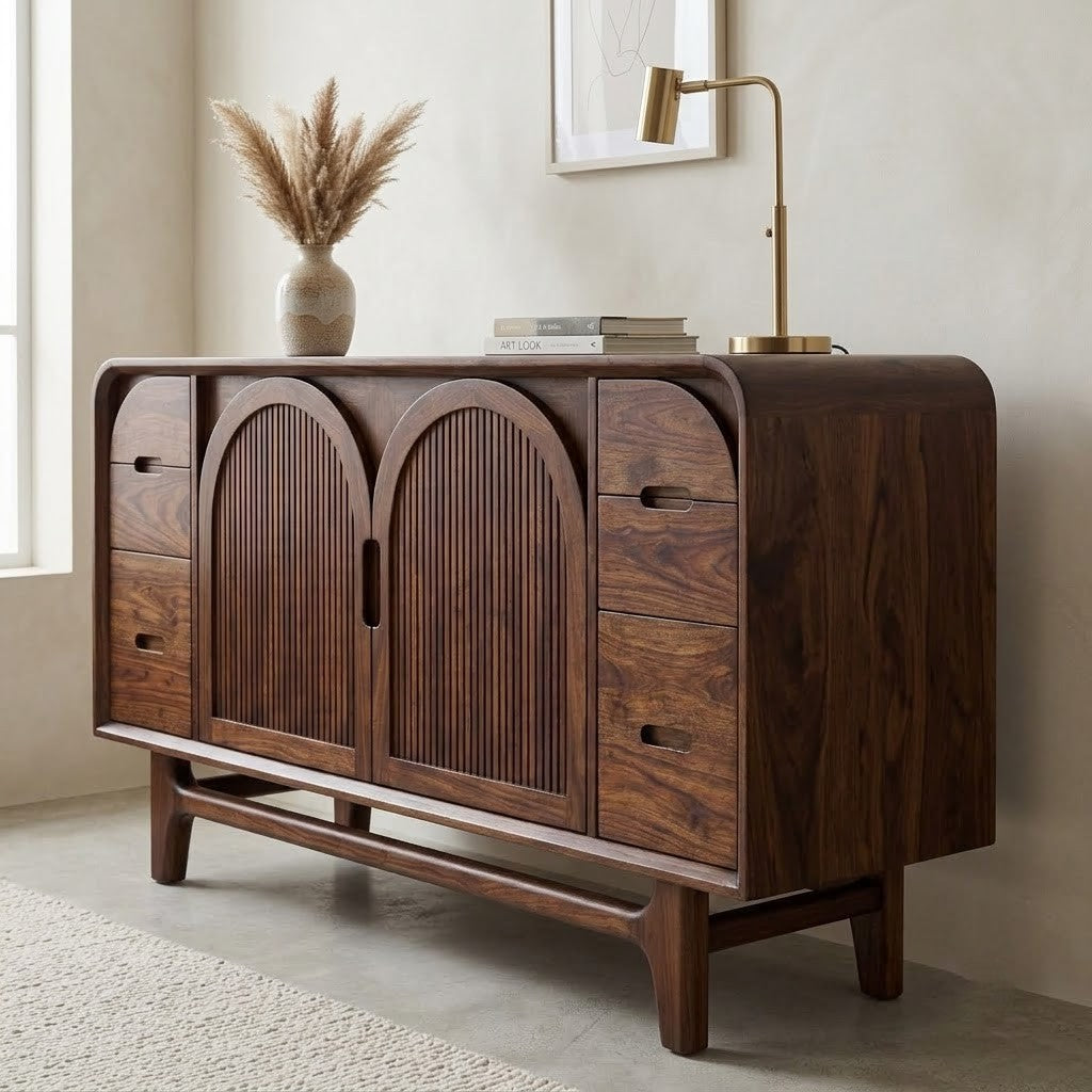 Walnut finish solid Sheesham sideboard for living room by PRITI