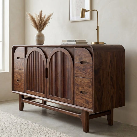 Walnut finish solid Sheesham sideboard for living room by PRITI
