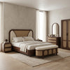PRITI Solid Sheesham Wood Bedroom Set with Bed, Bedside Tables, Bench, Wardrobe & Dresser
