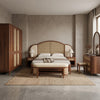 PRITI Solid Sheesham Wood Bedroom Set with Bed, Bedside Tables, Bench, Wardrobe & Dresser