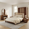 PRITI Solid Sheesham Wood Bedroom Set with Bed, Bedside Tables, Bench, Wardrobe & Dresser