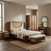 PRITI Solid Sheesham Wood Bedroom Set with Bed, Bedside Tables, Bench, Wardrobe & Dresser