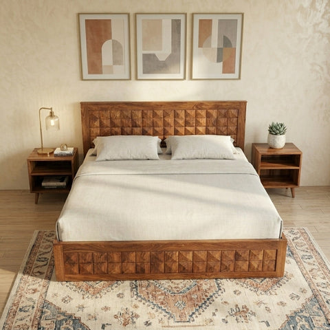 Aragorn Solid wood King Size Bed with Storage | Sheesham Beds