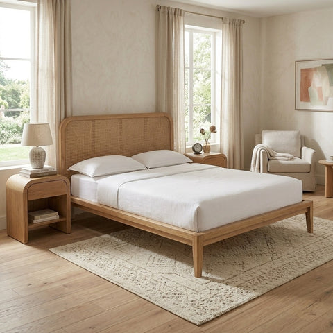 PRITI Solidwood Cane Bed