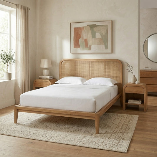 PRITI Solidwood Cane Bed