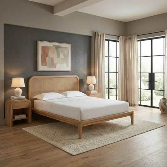 PRITI Solidwood Cane Bed