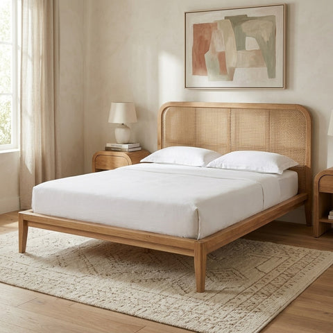 PRITI Solidwood Cane Bed