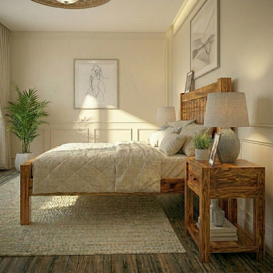 Priti : Austin Solid Wood Platform Bed