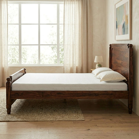 Priti : Solid Wooden Queen Size Bed in Provincial Teak Finish (Brown)