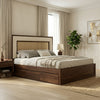 PRITI Premium Sheesham Wood Bed with Cane and Fabric Headboard
