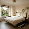 PRITI Solid wood Bed Without Storage | Upholstered Headboard
