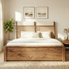 PRITI Sheesham Wood Bed with Velvet Headboard