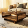 PRITI Sheesham Wood & Cane Coffee Table for Living Room – Walnut Finish