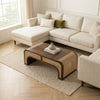 PRITI Sheesham Wood & Cane Coffee Table for Living Room – Walnut Finish