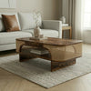 PRITI Sheesham Wood & Cane Coffee Table for Living Room – Walnut Finish