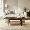 PRITI Sheesham Wood & Cane Coffee Table for Living Room – Walnut Finish